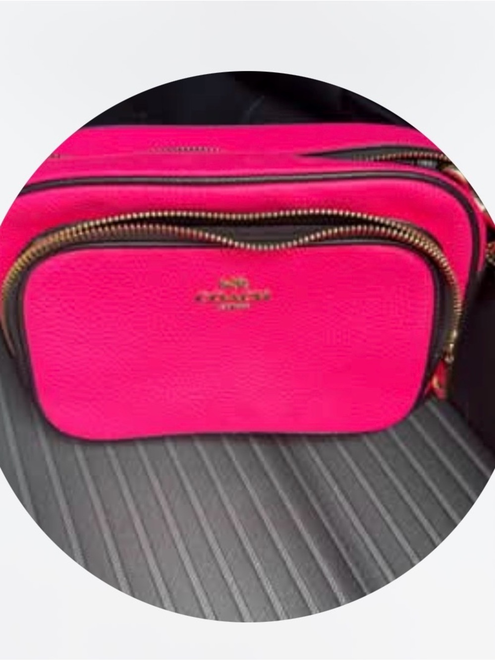 Coach Hot Pink Pebbled Leather Double Zip Crossbody Bag